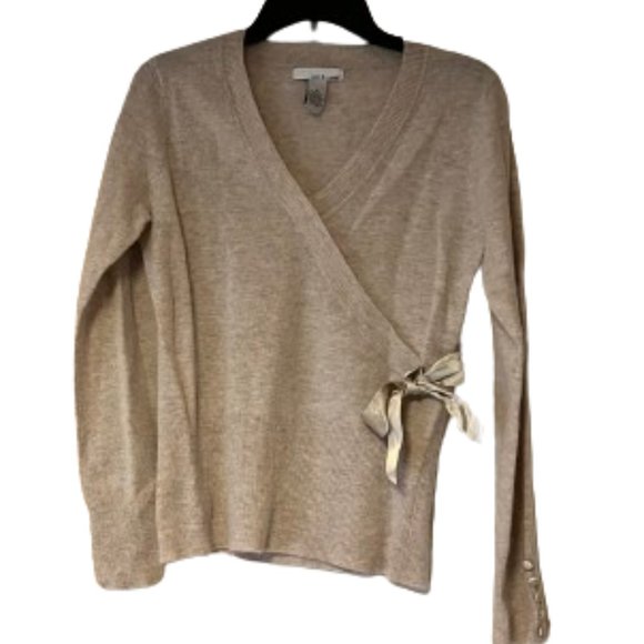 Lucy & Laurel Cream Angora & Lambs Wool Sweater - Faux Wrap w/Tie - Medium - Picture 1 of 5
